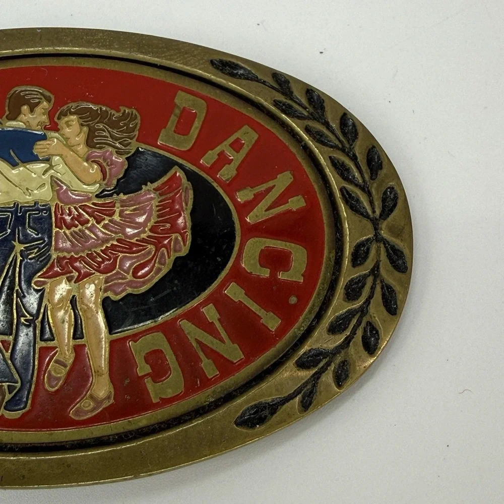 Heritage Buckles Belt Buckle Unisex Brass Square Dancing‎ Enameled Vintage Style